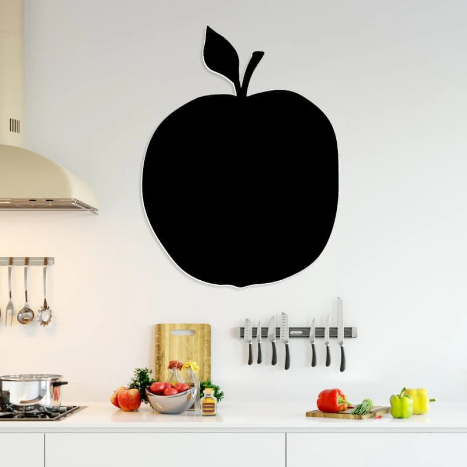 Chalkboard magnetic board apple 026 - Kitchen arrangement with light walls, modern furniture, and kitchen accessories.
