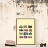 Photography camera poster 081 - Room arrangement. Beige wall with visible signs of wear.