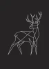 Deer Poster 056 - Graphic design featuring a geometric deer in white outlines on a black background.