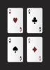 Card poster 080 - Graphic design. Four playing cards featuring aces in different colors.