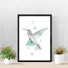 Hummingbird Poster 050 - Graphic design featuring a hummingbird with triangular background elements.