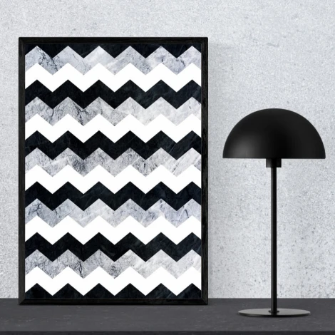 Zigzag Marble Poster 059 - Modern interior arrangement. Walls in a light gray shade.