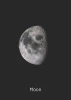 Moon 065 Poster - Graphic design featuring a moon phase on a dark background with visible craters and details.