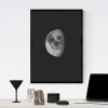 Moon 065 poster - Living room setup with light-colored walls and minimalist dark furniture.