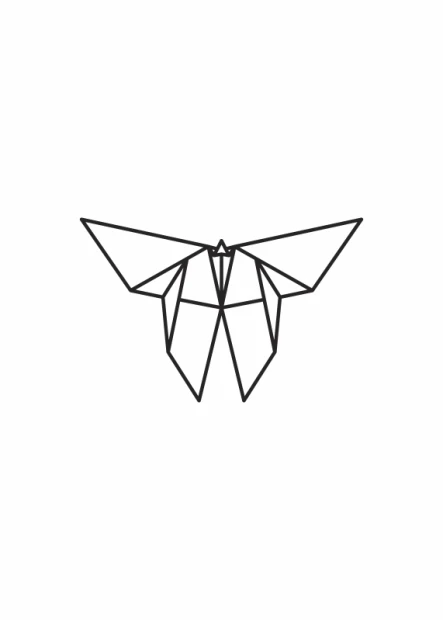 Butterfly poster 073 - Graphic design featuring a symmetrical butterfly in black and white shades.