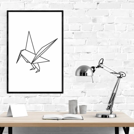 Bird Poster 077 - Graphic design featuring an origami-style bird with sharp angles and clean lines.