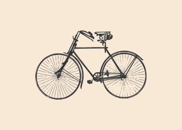 Bicycle poster 085 - Retro bike illustration on a light background.