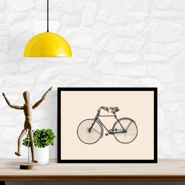 Bicycle poster 085 - Office arrangement with light-colored walls and minimalist wooden furniture.