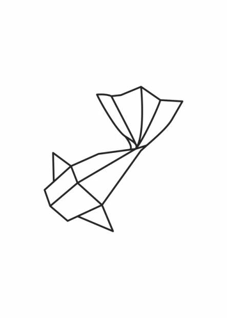 Fish poster 072 - A minimalist design featuring a fish with clear outlines and geometric shapes.