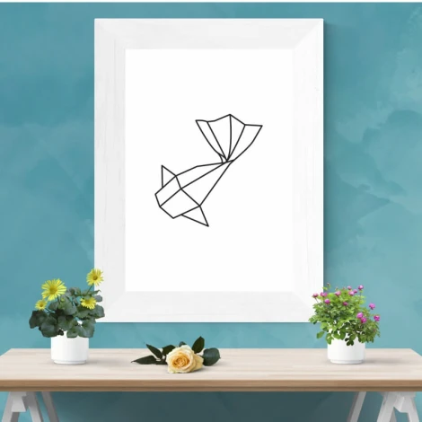 Fish poster 072 - Graphic design featuring a contour fish with geometric shapes.