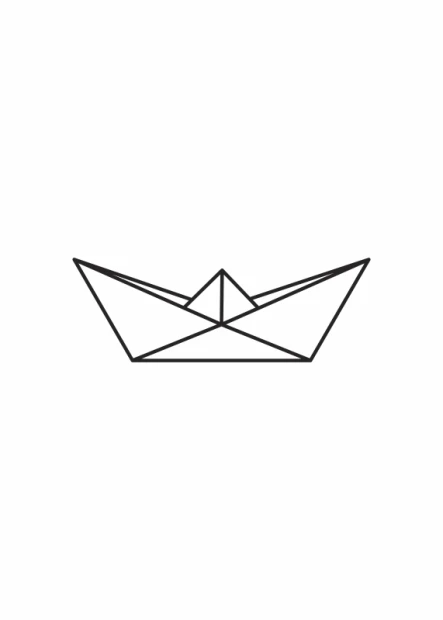 Poster Ship 075 - Graphic design featuring a minimalist paper boat.