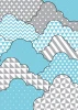 Cloud poster 129 - Graphic design featuring clouds in various shades of blue and gray.