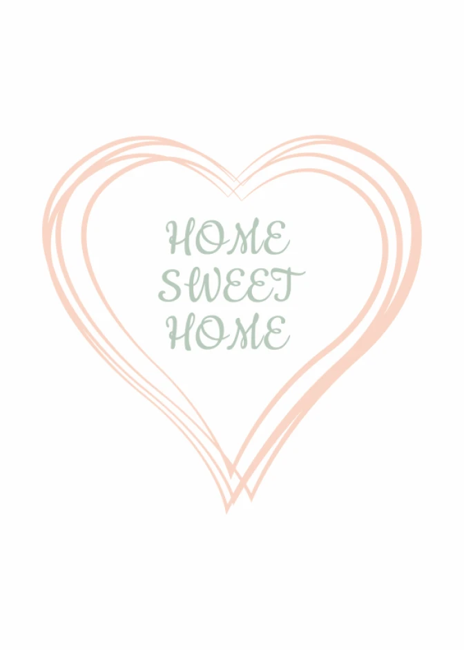 Home sweet home poster 131 - Graphic design. Heart with soft contours in pastel colors. Text in the center.