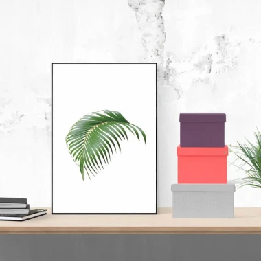 Tropical Leaf Poster 116 - Graphic design. Green leaf on white background with visible details and natural shape.