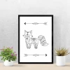 Fox poster 094 - Graphic design featuring a fox with geometric patterns and arrows on the sides.