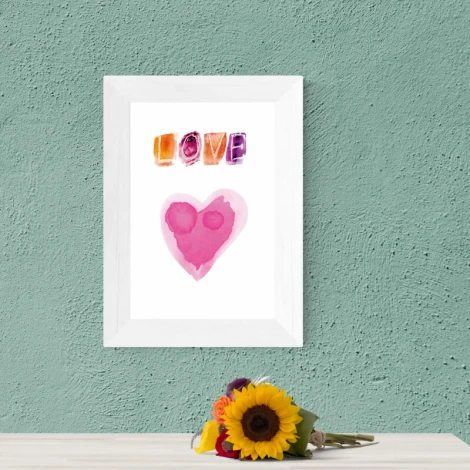 Love 139 Poster - Graphic design featuring the word LOVE and a pink heart on a white background.