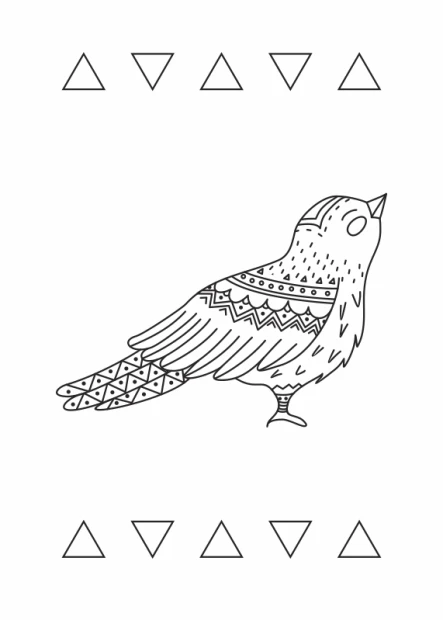 Bird poster 095 with a geometric pattern, perfect for a modern boho-style interior.