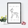 Fawn poster 097 - Graphic design featuring a fawn with geometric patterns and arrows on a white background.