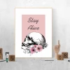 Stay Alive poster 120 - Graphic design featuring a skull with flowers on a pink background and the text Stay Alive at the top.