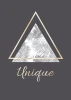 Unique 123 Poster - Graphic design featuring a triangle with leaves, framed in gold on a gray background.