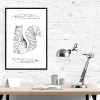 Squirrel poster 096 - Office setup with white walls, wooden table, and metal lamp.
