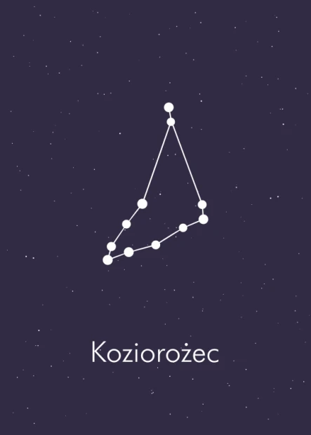 Capricorn Zodiac Sign Poster 111 - Graphic design. White stars on a dark background form the constellation outline.