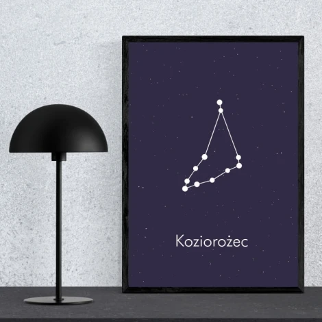 Capricorn Zodiac Sign Poster 111 - Graphic design featuring a constellation illustration on a dark background.