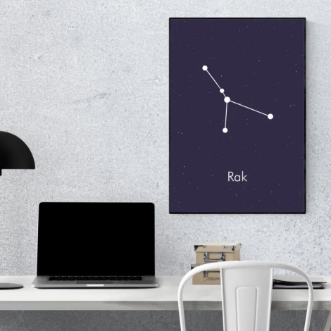 Cancer zodiac sign poster 105 - Office decor with gray walls and minimalist furniture.