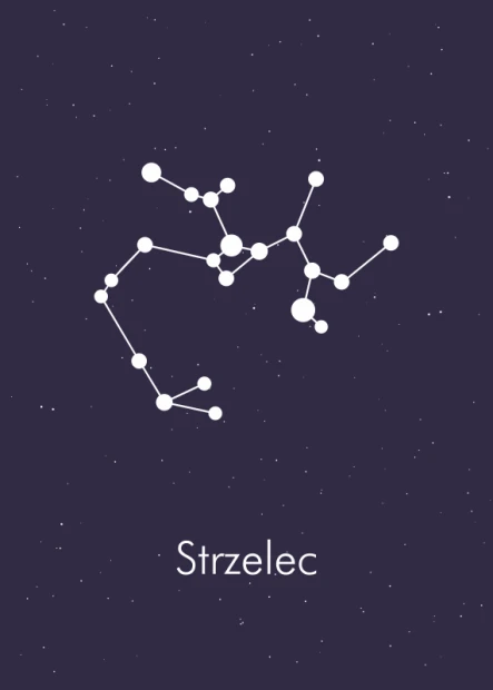 Sagittarius Zodiac Poster 110 - Graphic design with a white constellation outline on a dark background. Sagittarius text below.