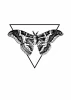 Moth poster 185 - Graphic design featuring a large moth in a triangle. Black and white artwork.
