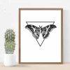 Moth poster 185 - Graphic design featuring a black moth in a triangle on a white background.