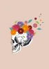 Skull and flowers poster 167 - Graphic design featuring a skull with colorful flowers and leaves in various shapes.