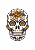 Mexican skull poster 190 - Graphic design featuring a skull adorned with colorful flowers and details.
