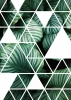 Geometric poster 181 - Graphic design with green leaves in triangular frames on a white background.