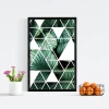 Geometric poster 181 - Graphic design featuring triangles in various shades of green and white.