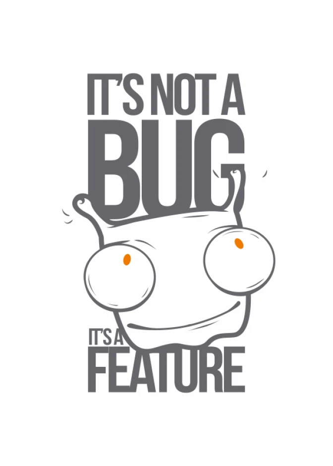 Poster "It\'s Not a Bug 156" - Graphic design featuring a large-eyed snail with a comic-style text.