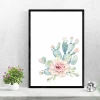Cactus poster 164 - Graphic design featuring cacti in various shapes and colors with pink flowers on a white background.