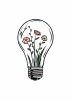 Flower bulb poster 171 - Graphic design featuring a bulb with flowers and green stems inside.
