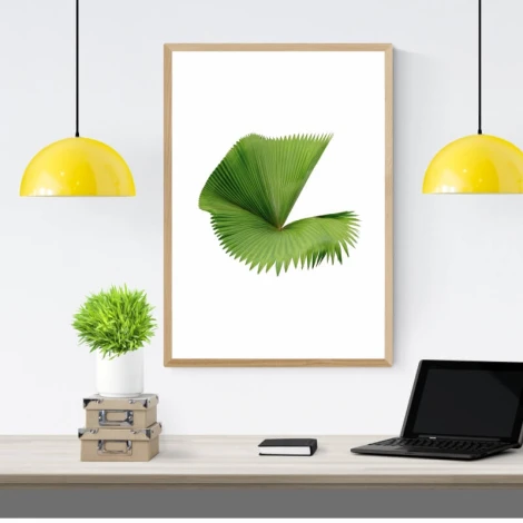 Leaf poster 178 - Office decor with light walls and gray furniture.