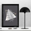 Marble Leaf Poster 184 - Graphic design featuring a palm leaf in gray and white tones on a dark gray background.