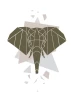 Elephant poster 160 - Graphic design featuring a geometric elephant in shades of brown and beige.