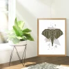 Elephant poster 160 - Styled in a living room with light walls, modern furniture, and greenery.