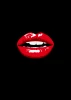 Poster of lips 186 - Graphic design. Red lips on a black background with visible teeth.