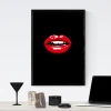 Mouth poster 186 - Styled in a living room with dark walls and minimalist furniture.
