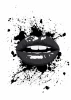 Poster Lips 187 - Graphic design featuring lips against a backdrop of black paint splatters.