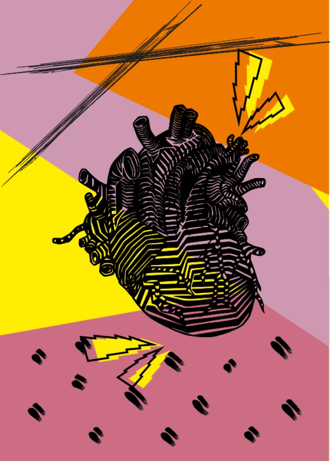 Abstract Heart Poster 196 - Graphic design featuring an abstract heart with dynamic lines.