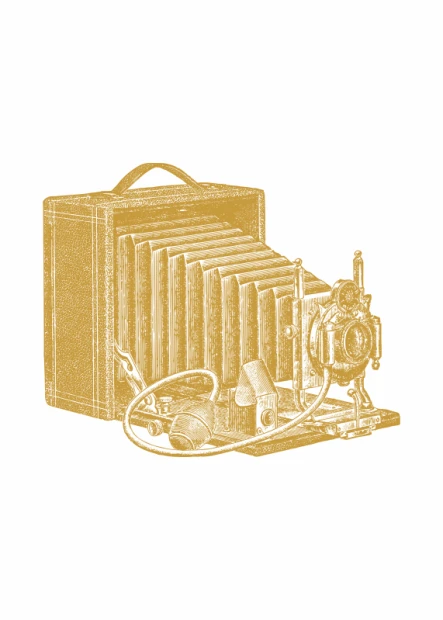 Retro camera poster 204 - Graphic design featuring a vintage camera with technical details.