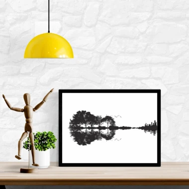 Guitar poster 223 in a modern interior, perfect for enlivening a loft-style space.