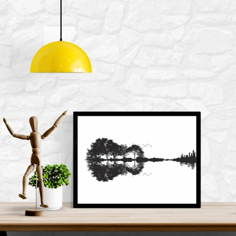 Guitar poster 223 in a modern interior, perfect for enlivening a loft-style space.