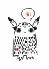 Hi 212 Poster - Graphic design featuring a creature with big eyes, ears, and a speech bubble saying Hi!